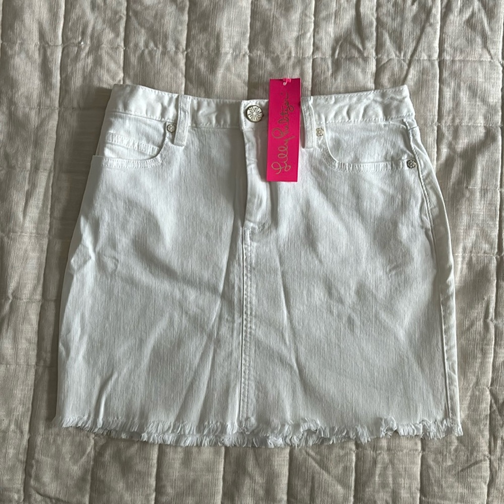 Lilly Pulitzer Kooper Skirt - white denim size 00